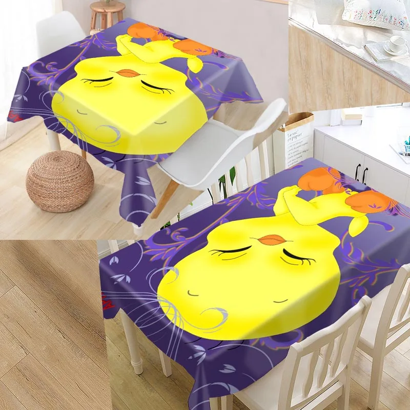 

New Arrival Custom Baby Tweety Bird Table Cloth Waterproof Oxford Fabric Rectangular Tablecloth Home Party Tablecloth
