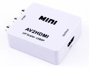 

100pcs Full HD 1080P Male to Female RCA AV TO HDMI Converter Adapter Mini Composite CVBS to HDMI AV2HDMI Audio Converter