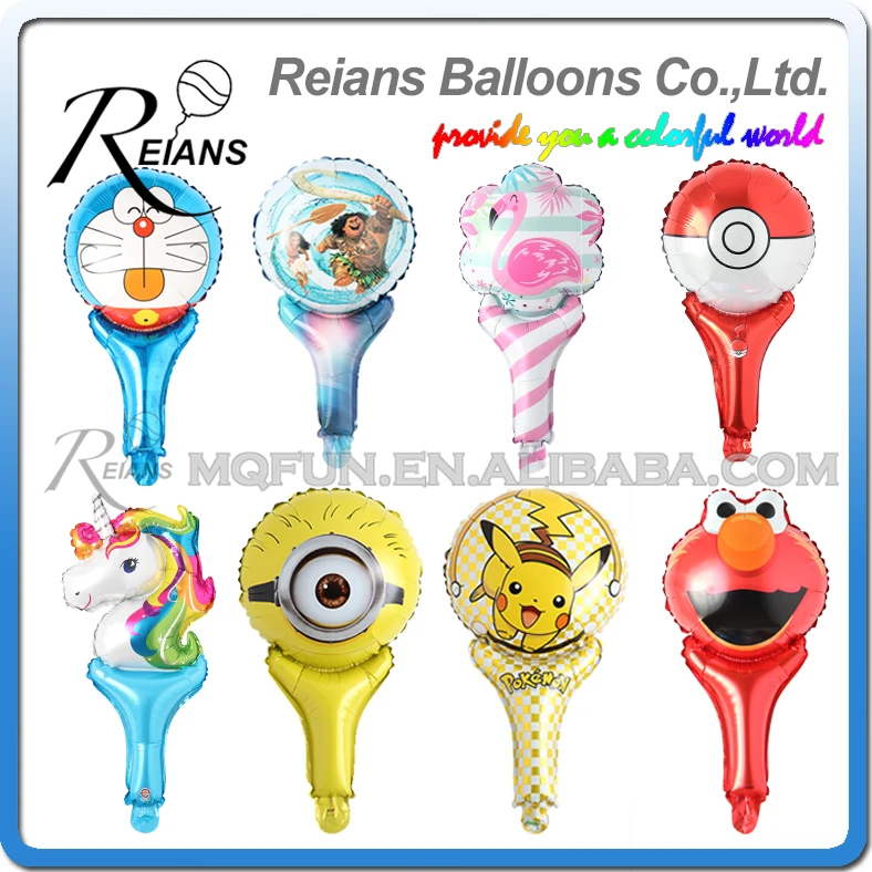 

1 pc Cartoon Unicornio pikachu Moana Elmo anime hand Sticks Foil Balloons Baby Birthday Party Decorations Kids Toys Supplies