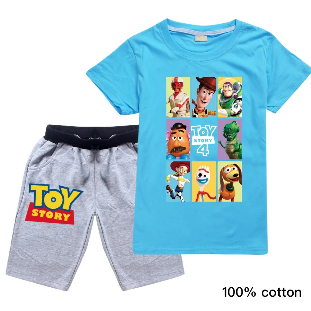

Children Clothing Boys Summer Cartoon toy story 4 Shorts cotton Pants Sport Suit Baby Kids Short Sleeve T Shirt Clothes Sets