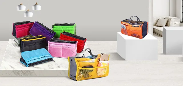 Organizer Insert Bag Women Nylon Travel Insert Organizer Handbag Purse Large liner Lady Makeup Cosmetic Bag Cheap Female Tote -