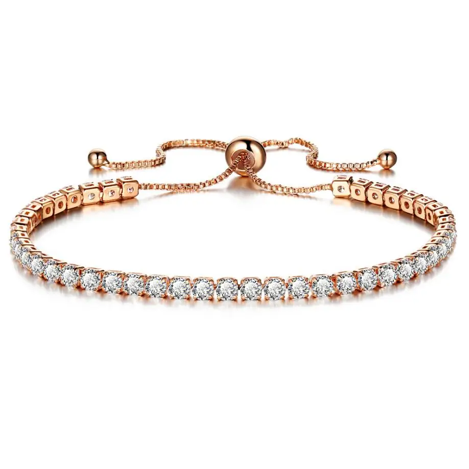 

2019 Gold Silver Crystal Tennis Bracelet women Bangle Adjustable Pulseras Mujer Charm Bracelet For Women Bridal Wedding Jewelry