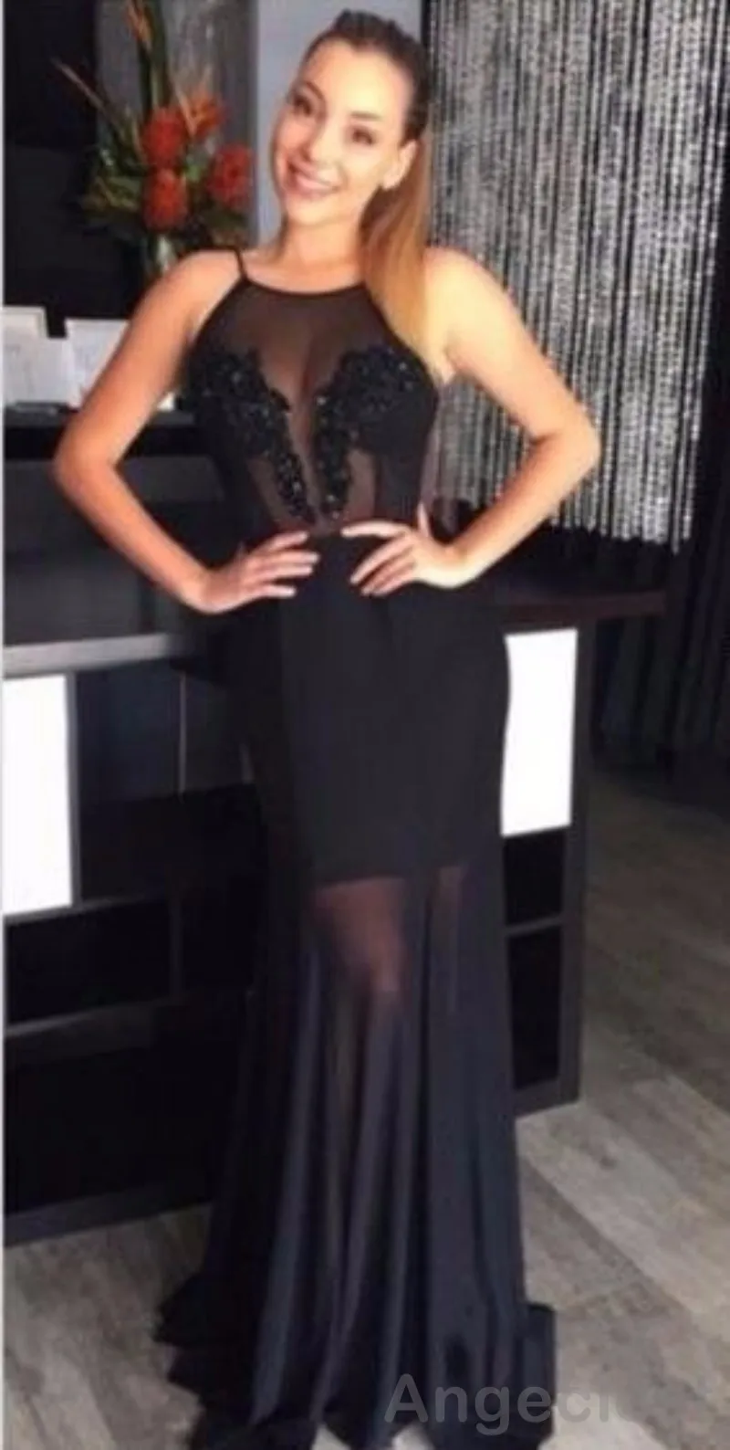 conew_mermaid prom dress 2016 sexy see through lace beaded black backless prom dresses party formal evening dress (1)_conew1