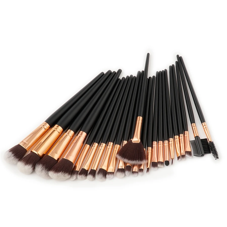 Makeup Brushes Set 24pcs Classic Black Handle Rose Gold Beauty Make Up