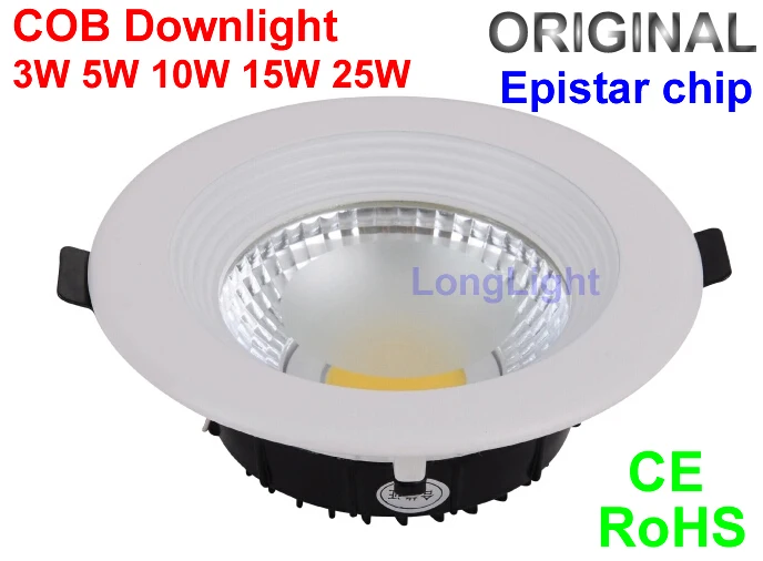 

20pcs/lot Epistar COB LED Downlight 10W 3W 5W 15W 25W AC85-265V LED spot light Recessed Ceiling Bathroom light Home Cloting