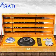 10 шт./партия, китайская кисть для каллиграфии, подарочный набор ручек, коробка, высокое качество, шерстяные щетки для волос