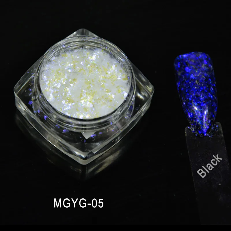 1 g/caja nueva llegada de 2017 pigmento de Mica cambiante de Color Camaleón de Color blanco Irregular para pintura de uñas, 5 colores