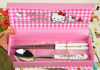 

With Gift Box Beautiful Ceramics Handler+Stainless Steel Chopsticks Tableware Dinnerware set