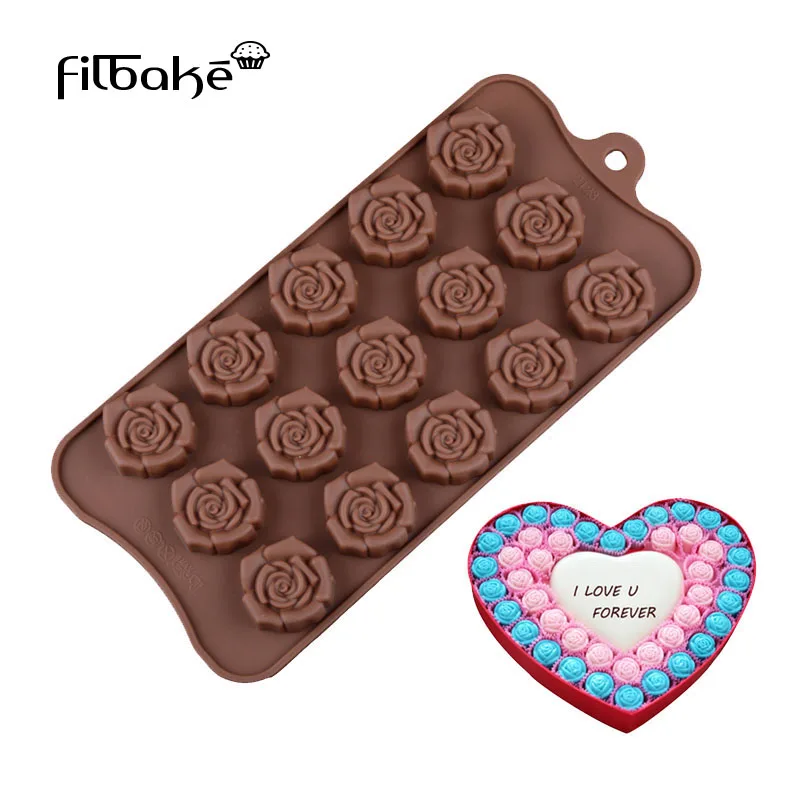 

FILBAKE Silicone 15 Rose Flower Shape Chocolate Molds Cake Moulds Cake Decorating Tools Jelly Ice Molds Cake Mould Bakeware
