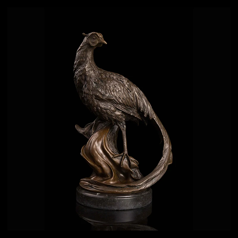 US $379.00 ArtsHom DW044 Animal Bird Bronze Art Ornament Bronze Bird On Tree Statue Sculpture Wild Bird Figurines For Home Decoration