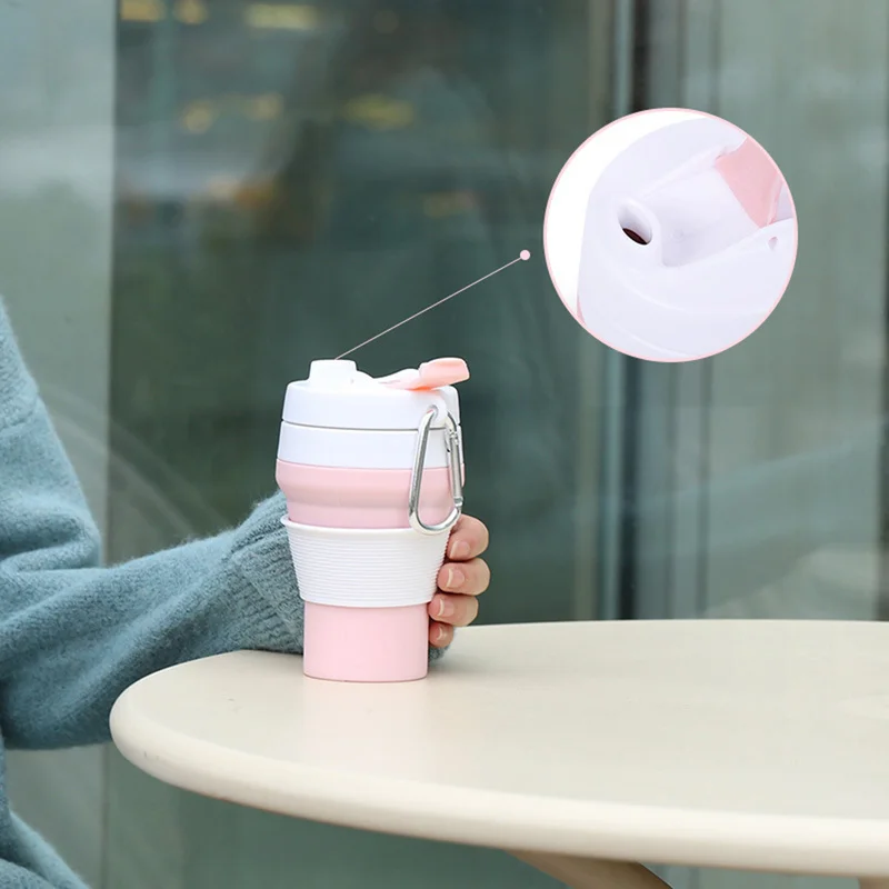 

Hot New Folding Silicone Portable Telescopic Drinking Silicone Foldable Coffee Cup Multi-function Foldable Silica Travel Mug