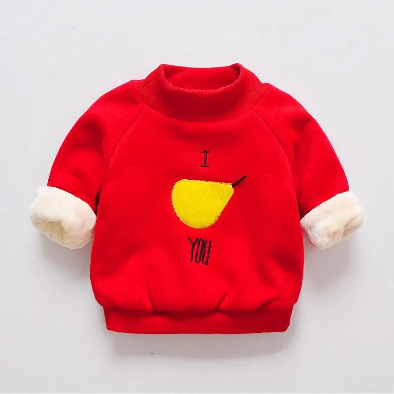

kids girls sweatshirts cartoon pear new winter full cotton fleece parka children thick thermal coat thermal cute hoodies
