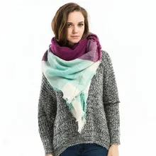 7Colors 2016 Winter Luxury Brand font b Tartan b font Plaid Acrylic Cashmere Scarf Women Oversize