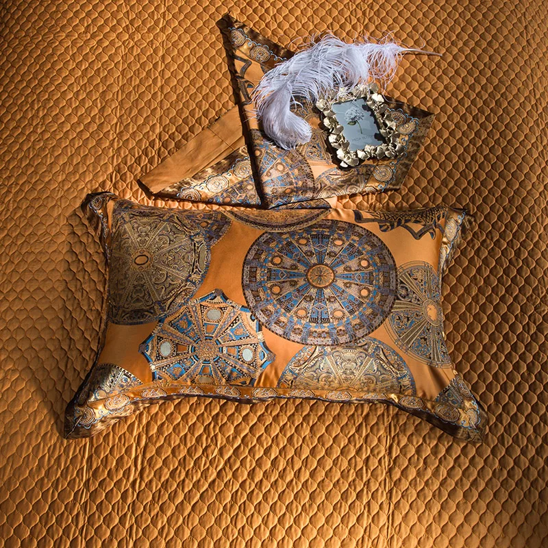 Juego de cama de lujo Queen King tamaño oro plata satén algodón cama conjunto Doona edredón funda de cama juego de sábanas juego de cama linge de lit Juego de cama de lujo Queen King tamaño oro plata satén algodón cama conjunto Doona edredón funda de cama juego de sábanas juego de cama linge de lit