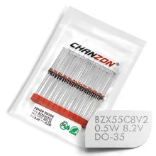 100 шт.) BZX55C8V2(1N5237B) зенеровский диод 0,5 Вт 8,2 В DO-35(DO-204AH) 0,5 Вт 8,2 вольт 8V2 IN5237B 1N5237