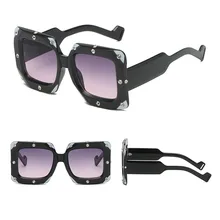 Оправы для очков Солнцезащитные очки Для женщин UV400 Винтаж Ретро Металлические очки Мода квадратный большая оправа для солнцезащитных очков очки для девочек