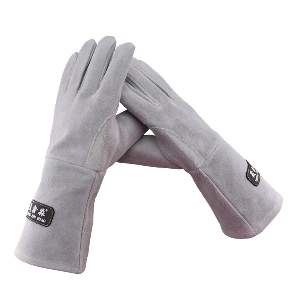 

Work Gloves Cowhide Leather Men Working Welding Gloves Safety Protective Garden Sport 35cm Leather Welding Wear-resisting Gloves