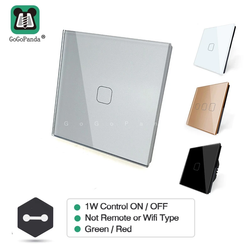

Free Shipping UK Standard 1 Gang 2 Gang 3 Gang 1 Way Wall Light Controler Smart Home Automation Touch Switch 4 Colors