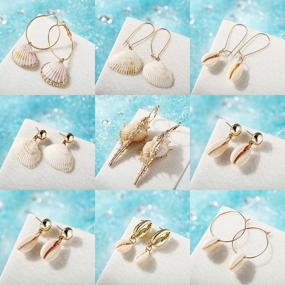 

Bohemia Natural Sea Shell Conch Drop Dangle Earrings For Women Summer Party Charm Statement Earrings Wedding Jewelry Brincos