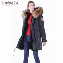 S.ROMZA Real Faux Fur Coat Jacket Women Parka Fake Fur Lining Waterproof Parka Real Raccoon Fur Collar Hooded Winter Coat S.ROMZA Real Faux Fur Coat Jacket Women Parka Fake Fur Lining Waterproof Parka Real Raccoon Fur Collar Hooded Winter Coat