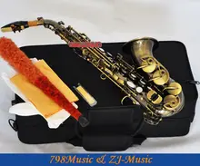 New Antique Brass Curved Soprano Saxophone sax Bb Keys High F With Case
