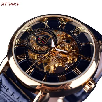 HTTHNCF Luxury Mens Steampunk Skeleton Stainless Steel Automatic Mechanical Wrist Watch ik colouring mens orologio uomo automatic wristwatch skeleton steampunk wrist watch stainless steel band male clock montre homme