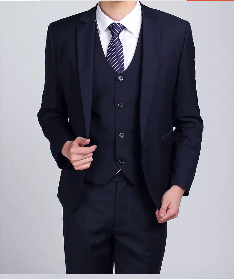 Cheap Men Navy Suits Slim Fit Tuxedos Wedding Suits For Men Groomsmen