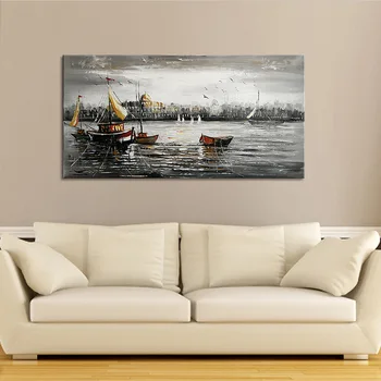 

Oil painting simple marine landscape decorative painting landscape oil painting, high-end home decorative painting 3