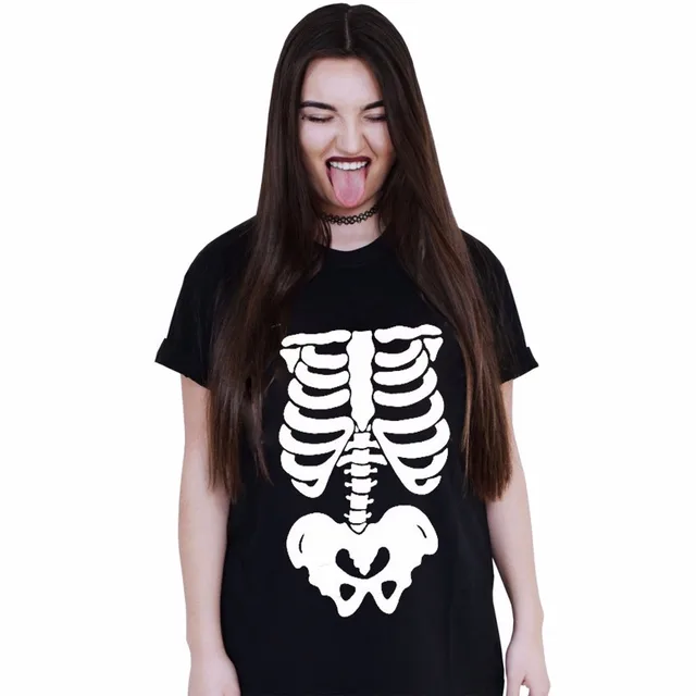 punk design student girl tees harajuku female skeleton tumblr black plus size tumblr
