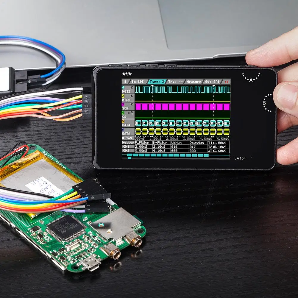 

Digtial Logical Analyzer LA104 USB Mini 4 Channels 100Mhz Max Sampling Rate Built in 8MB Flash Storage 2.8" Oscilloscope