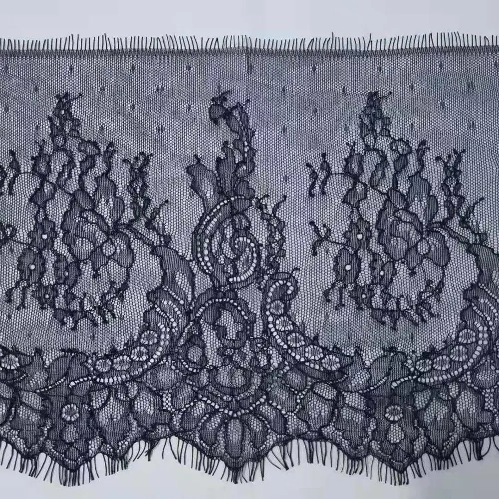 

3M/lot 20cm Wide Black White Lace Fabric trim Wedding Decoration Sewing Applique Eyelashes Lace Ribbon