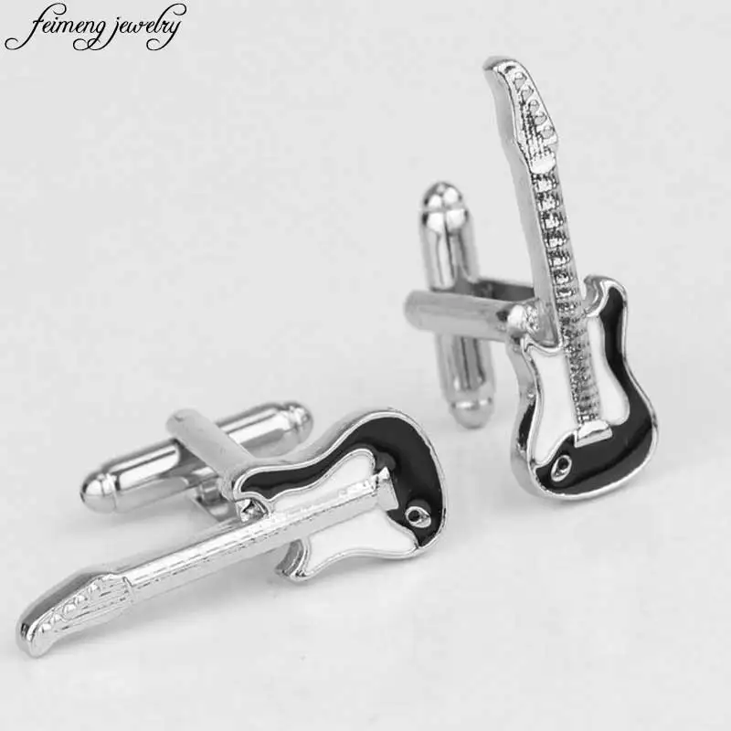 

Popular Guitar Cufflinks Novelty Design Musical Instruments Enamel Alloy Cuff button Men's Fashion Brand Shirt Cuff links