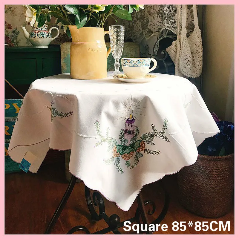 

Modern Satin Lace Embroidered Glass Table Cloth Waterproof Christmas Wedding Mantel Kitchen Oilcloth Tablecloth Home Decoration