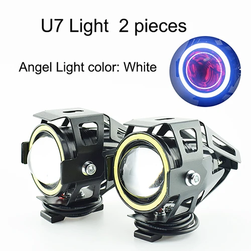 2 шт 12 V 125 w moto rcycle светодиодный U7 фары 6500 K moto Противотуманные фары мотоцикл дополнительные фары дальнего света 3000lm moto rbike пятна фар - Цвет: Белый