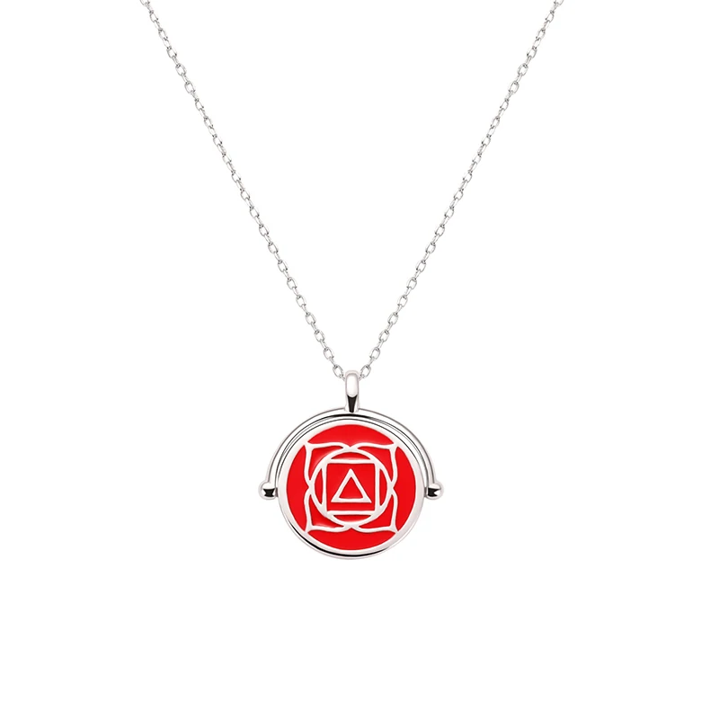 

LEKANI 2019 Chakra Wheel Couple Necklaces Red Round Crystals from Swarovski Clavicle Chain 925 Sterling Silver Charm Necklaces