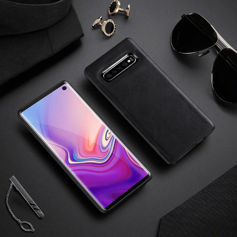 X-Level кожаный чехол для samsung Galaxy S10 Plus, мягкий силиконовый чехол для samsung S10 S10e S10+ чехол - Цвет: Black