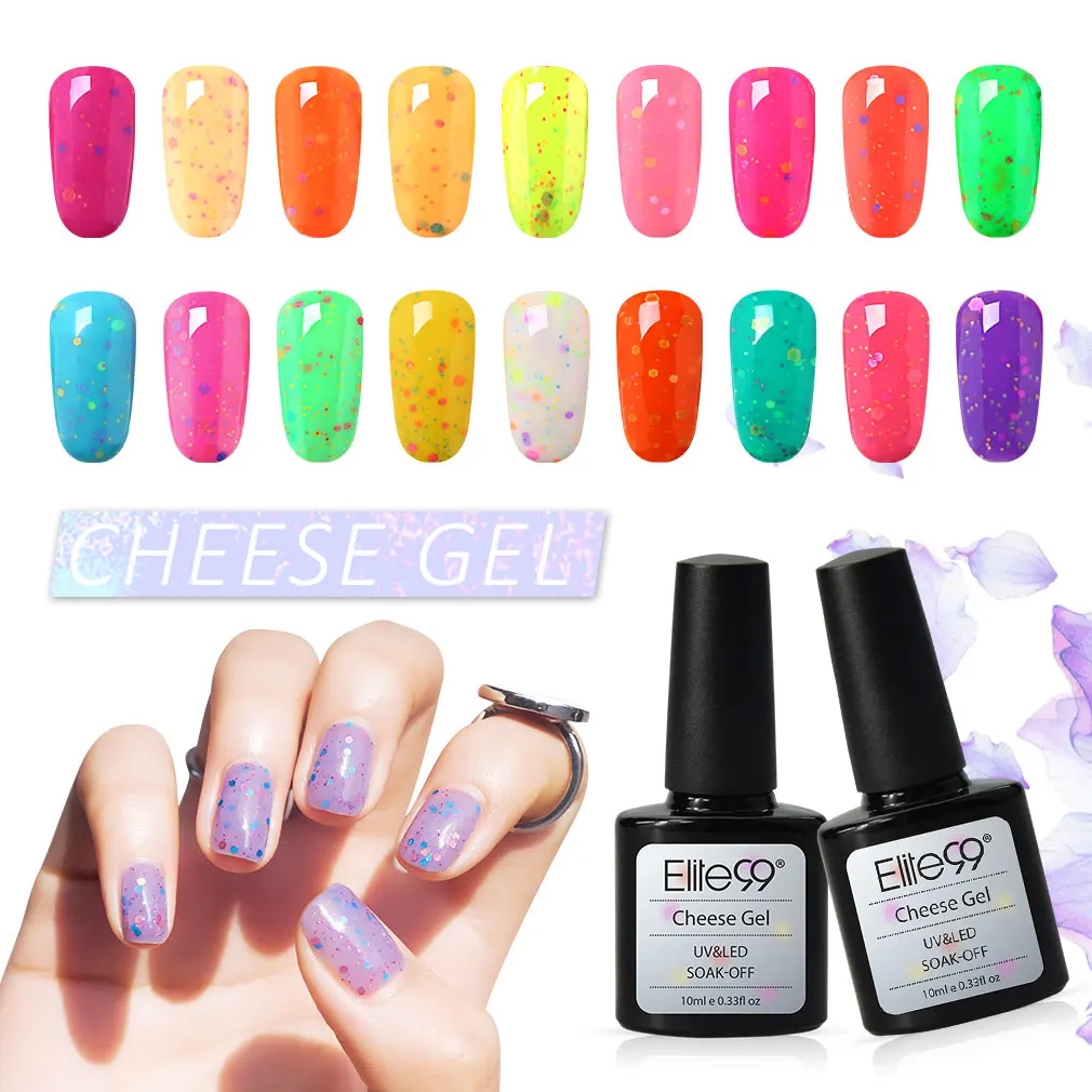 

Elite99 Cheese Varnish Semi Permanent UV LED Lamp Gel Polish Hybrid Nail Art Set for Manicure Off Gellak Base Top Needed 10ml