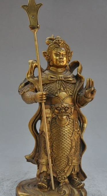

11" chinese myth brass 3 eyes Erlang Shen YangJian Yang Erlang WEALTH GOD statue
