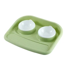 43x35x8cm Plastic Double Bowl Pet Dog Dish Food With Water Feeder Pet Cat Bowl Food Bowl Skid Proof Bottom