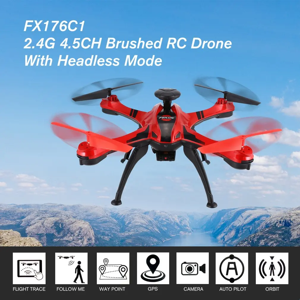 

OCDAY FX176C1 2.4G 4.5CH 2.0MP Camera HD Remote Control Helicopter Brushed Quadcopter With GPS Video Flight Trace RC Drone