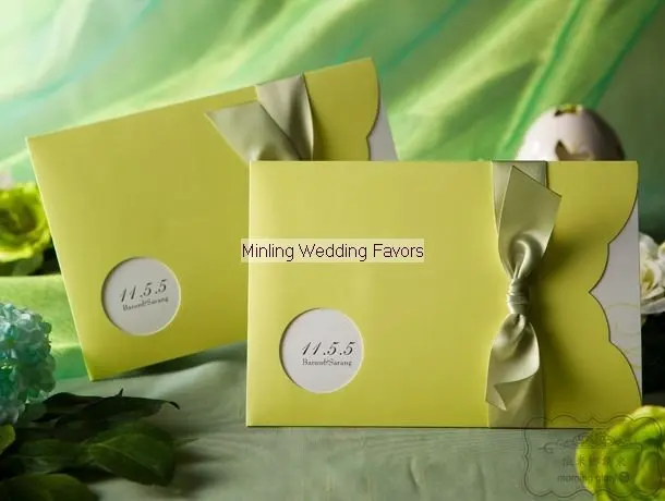 free shipping 100pcs lot light bean green wedding invitation cards