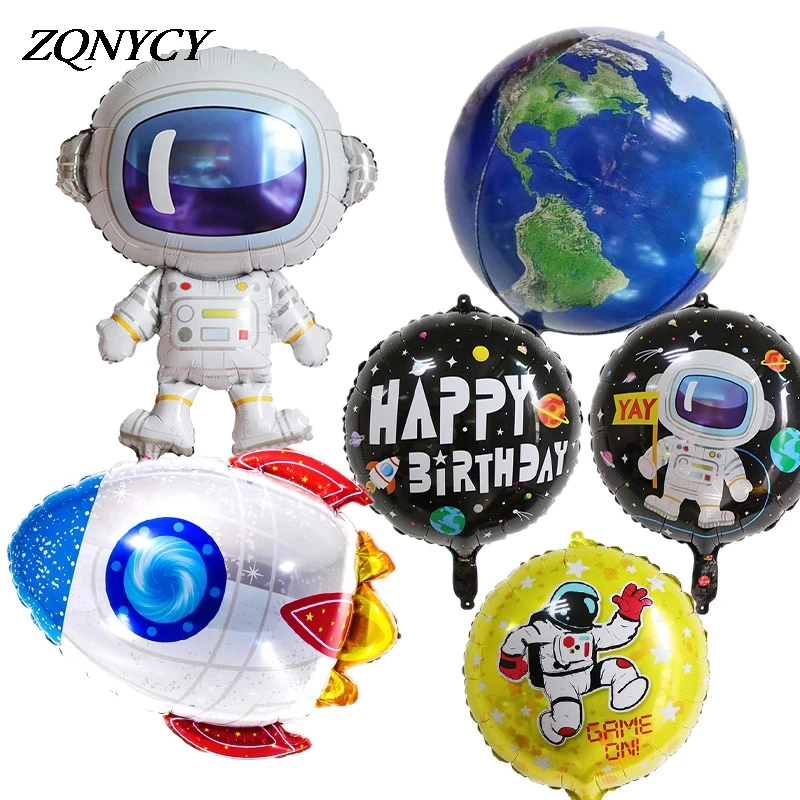 

1pc Happy Birthday Outer Space Print Astronaut Rocket Foil Balloons For Kids Favor Birthday Party Decoration Boy Girl Toy Ballon