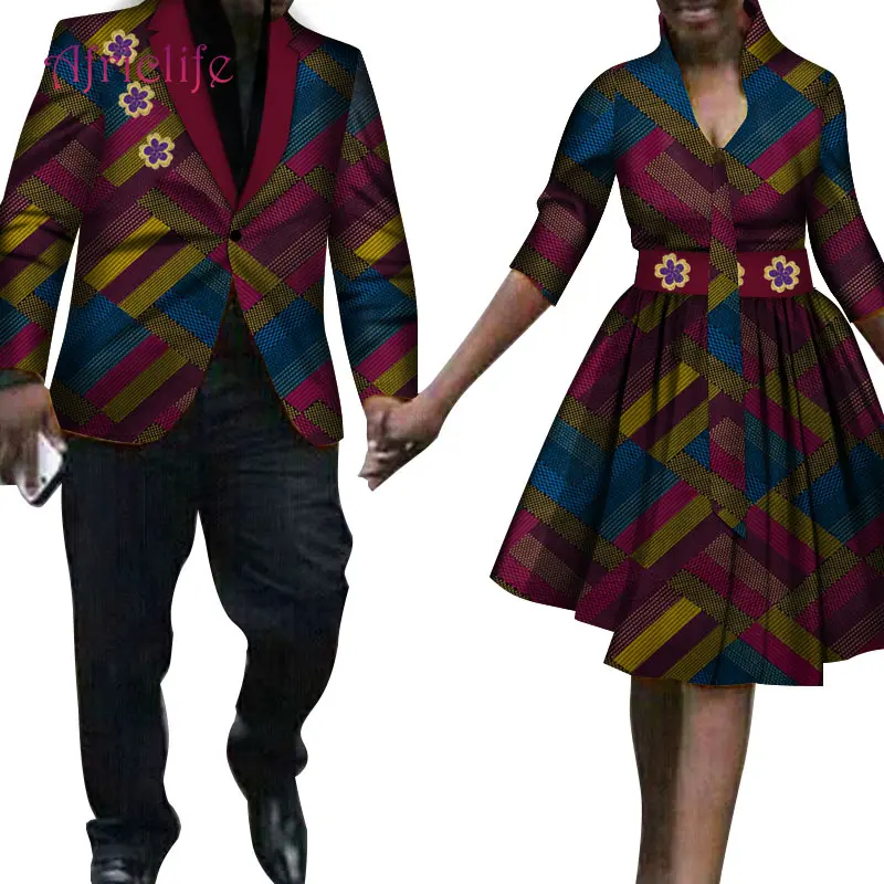 2019 Новые Вечерние комплект из двух предметов в африканском стиле Dashiki печати Пара Костюмы для любителей Для мужчин костюм пиджак плюс Для