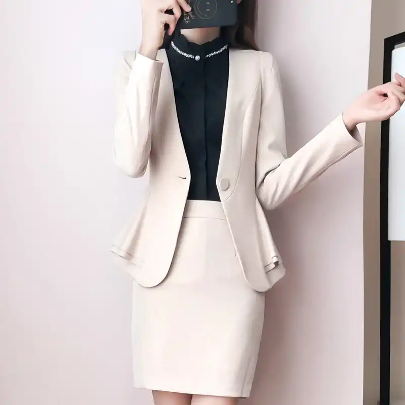 short skirt with blazer
