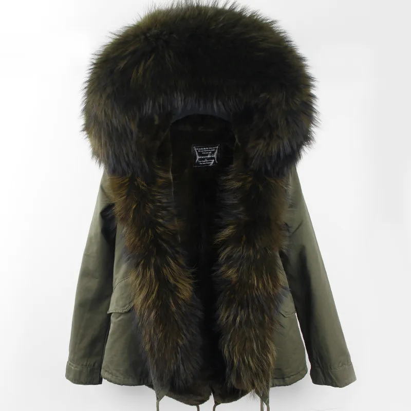 Зимние парки с воротником из натурального меха енота короткая куртка с подкладкой из искусственного меха пальто DHL - Цвет: EB1-10