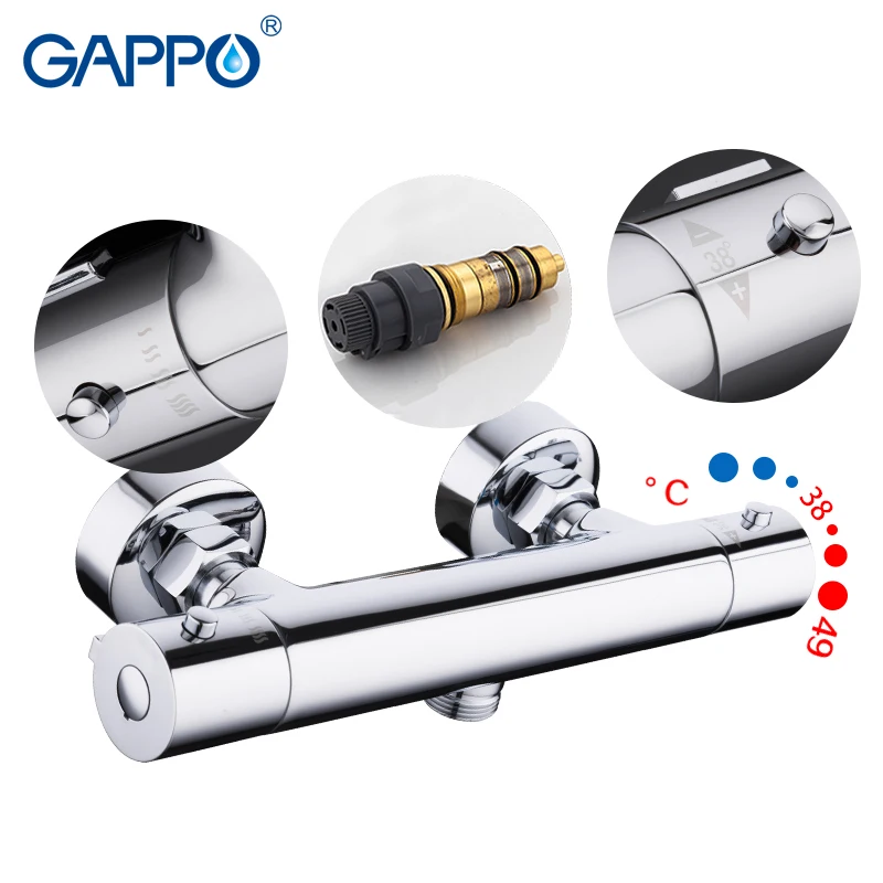 Online GAPPO dusche wasserhahn badezimmer thermostat mischbatterie bad dusche mixer runde Zubehör wasser rohr 1,5 m regen dusche kopf SPA