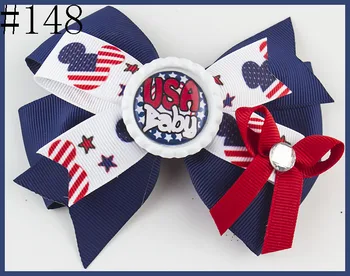 

free shipping 120pcs Newest 4th of july hair bows Girl boutique hair bows Patriotic Bows fourth of july hair bows