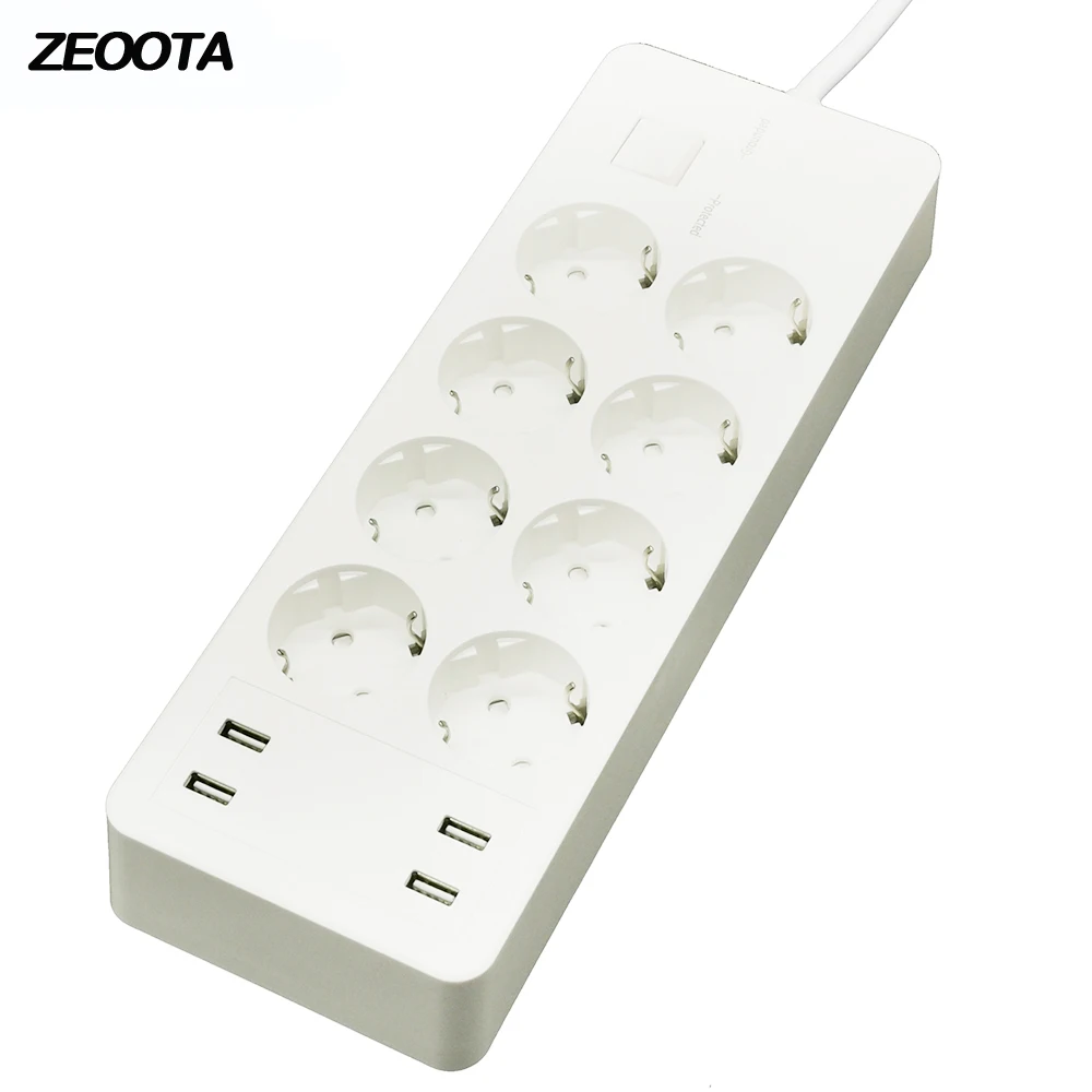 

Multiple Power Strip Surge Protector 8 AC Outlets EU Plug Socket with USB Charger 1.8M Extension Cord for Computer TV Smartphone
