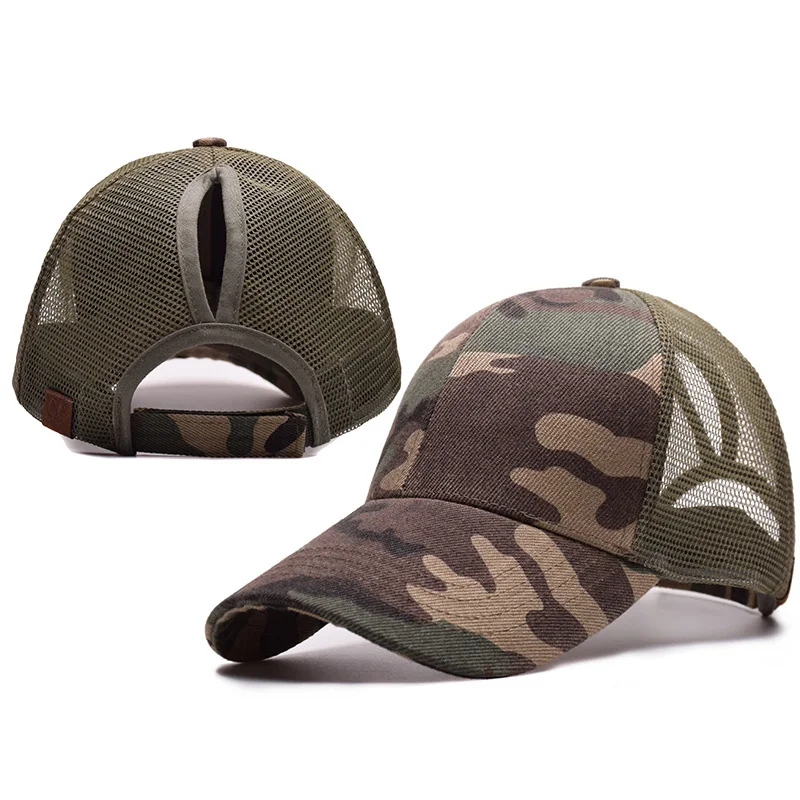 Women Summer Ponytail Baseball Cap Ladies Messy Bun Adjustable Sport Hat Camouflage Woman's Outdoor Snapback Mesh Caps CP0004 (9)