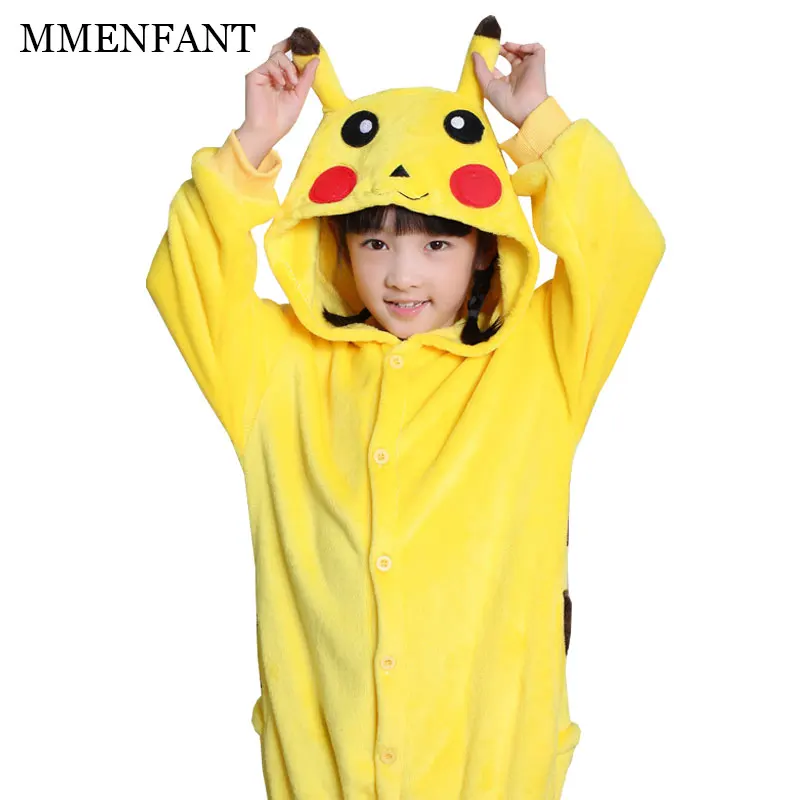 

2017 winter Soft jumpsuits Children Blanket Sleeper Children Flannel Pikachu pajama Kid Blanket pajamas Hooded Romper Sleepwear